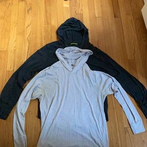 Lot of 2 lightweight hooded shirts